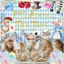 Wonderland Decorations Include Backdrop Ballons,Alice Party Photo Background 5 x 3 FT and Tea Balloon