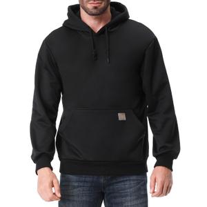TUAOVA Men's Relaxed Fit Fleece-Lined Pullover Hooded Sweatshirt Comfortable and Soft(Black,M), Medium (M)