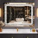 32" x 24" LED Diamond Wall Mirror with Dimming & Anti-Fog, Large Crystal Decorative Mirror for Bathroom, Bedroom, Living Room, Vertical or Horizontal Wall Mount