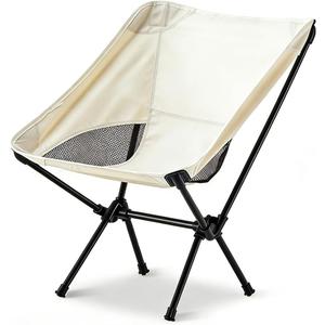 Wind Tour Portable Camping Chair Lightweight Foldable Outdoor Chair for Hiking Camp Backpacking Lawn Beach Fishing Picnic with Carry Bag (Off White)