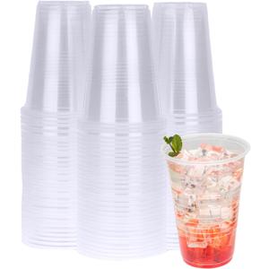 RACETOP 240 pack 16oz Disposable Plastic Cups, Clear Plastic Cups Tumbler, Transparent for Wedding, Thanksgiving, Birthday, Halloween, Christmas Party