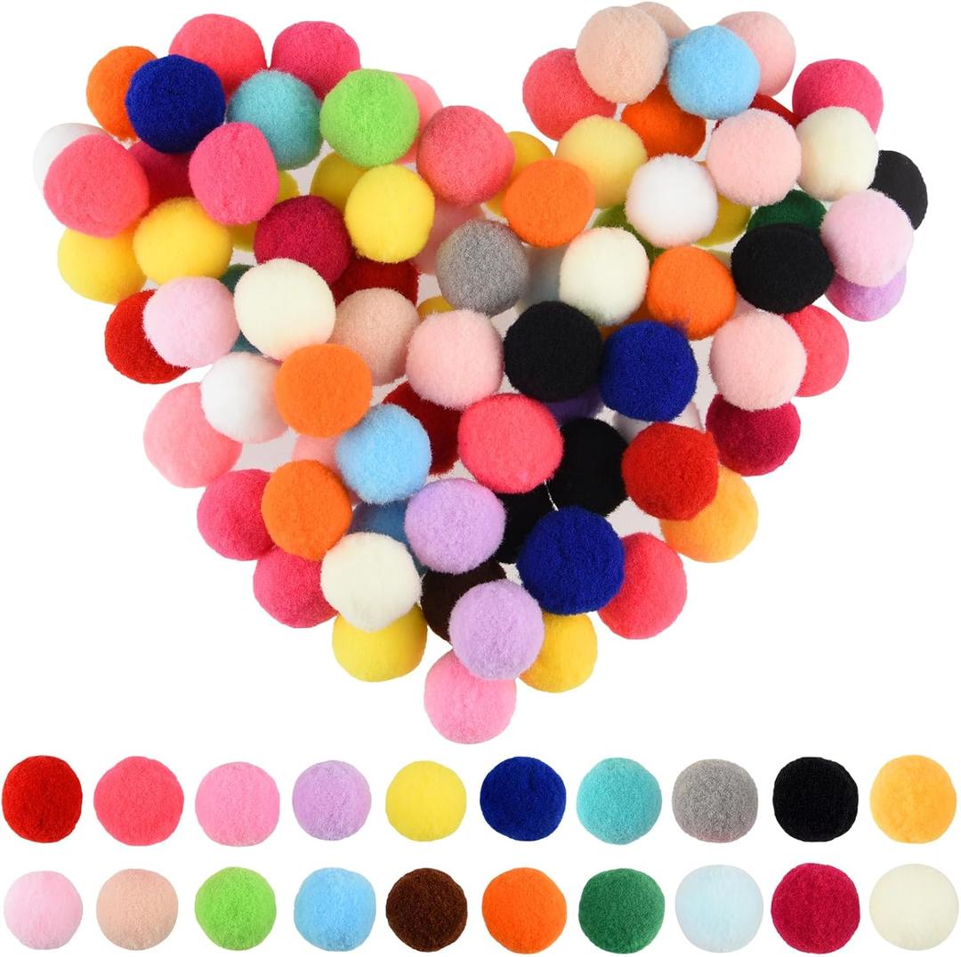 ANPUNAT 200 Pcs Craft Pom Poms 1 Inch Felt Balls DIY Art Creative Crafts Projects and Decoration(Multicolor)