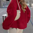 PRETTYGARDEN Women's Fall Oversized Sweaters Casual Crewneck Pullover Long Sleeve Fuzzy Chunky Knit Tops Blouse (Medium, Red)