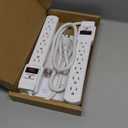 Amazon Basics Surge Protector Power Strip, 6-Outlet with 200J Protection, Circuit Breaker, LED Indicator, On/Off Switch, Wall-Mounting, 2ft Extension Cord, White, 2-Pack