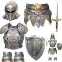 12 Sets Medieval Knight Armor Costume Craft Kit Knight Party Decorations Paper Helmets Armor Toy Swords Shield Costume Favor Gift for Halloween Medieval Dress up Activity Party Favor Decoration