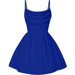 EXARUS Girls Formal Dress Tween Party Dance Spaghetti Strap Birthday Cocktail Teen Junior Wedding HOCO Ruffle Mini Elegant Dresses Royal Blue 16 Years