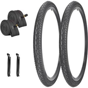 2 Pack 20"/ 24" / 26"x1.75" Bike Tires and Inner Tubes 20"/24"/26“x1.5/1.75”/1.95“ with 32mm AV Valves Replacement Tire for Hybrid Road City Commuter Bicycles Urban
