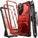 i-Blason Armorbox Designed for Samsung Galaxy S23 Ultra Case with Kickstand & Belt Clip, [2 Front Frames] Full-Body Rugged Bumper Case with Built-in Screen Protector [Support Fingerprint ID] (Ruddy)