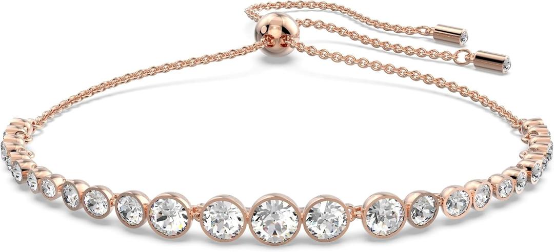 Swarovski Emily Tennis Bracelet Jewelry Collection, Clear Crystals, Blue Crystals, Pink Crystals (Clear Crystals - Rose Gold Tone Finish)