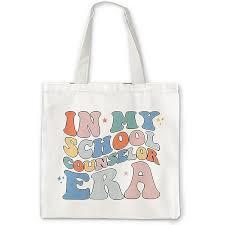 Counselor Gifts Tote Bag, Guidance Counselor Gifts, Counselor Gifts for Women, Groovy Retro Counselor Canvas Tote Bags for Women, Reusable Grocery Bags Shopping Bags pack of 20