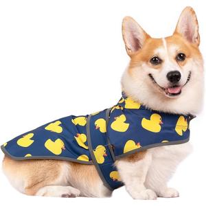 Dog Raincoat for Medium Dogs Waterproof Jacket Hooded Rain Coats with Reflective Strips Leash Hole & Poncho Adjustable Fit (Duck,M)