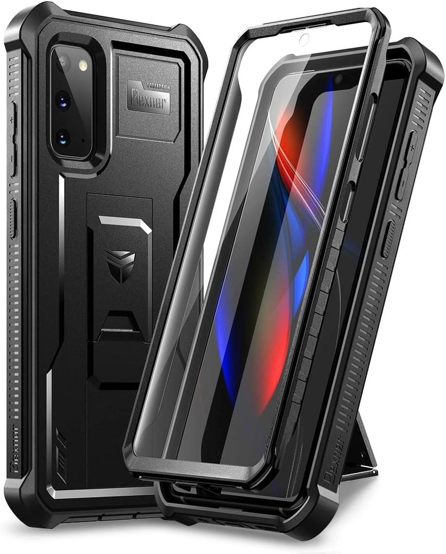 Dexnor for Samsung Galaxy S20 5G Case, [Built in Screen Protector and Kickstand] Heavy Duty Military Grade Protection Shockproof Protective Cover for Samsung Galaxy S20 5G/6.2 inches, Black