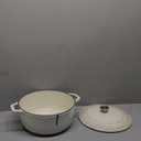 Mueller 6qt Enameled Cast Iron Dutch Oven, Heavy-Duty Casserole and Braiser Pan with Lid and Knob, Oven-Safe up to 500 F & Across All Cooktops, White