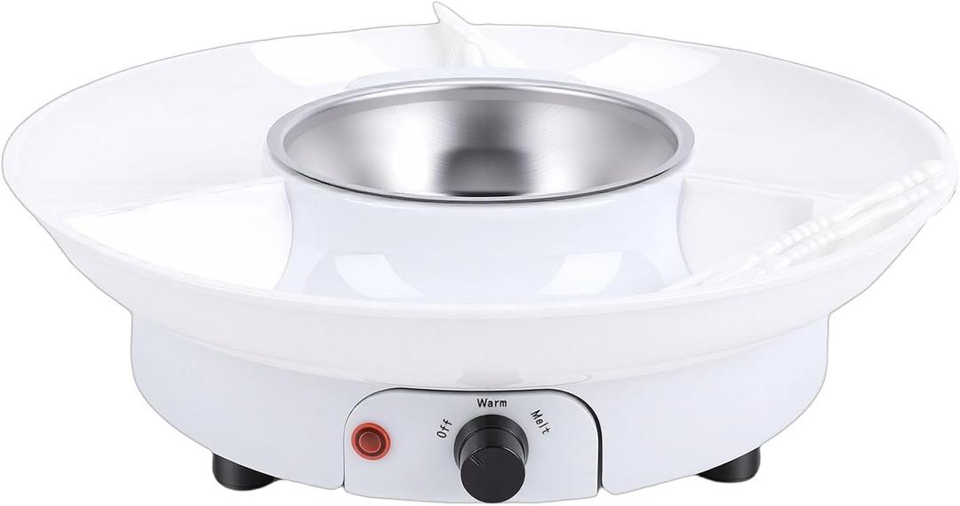 Electric Fondue Party Set Chocolate Melting Pot, 10 Skewers, 280ml Bowl, Detachable Tray for Parties, Date Night, Gifts (US Plug)