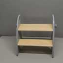 Wooden 2 Step Stool for Kids Bathroom Sink Foldable Anti-Slip 2-Step for Toilet Potty Training, Child Stepping Stool for Kitchen Nursery Bedroom, Sturdy Non Slip Adult Stool for Closet Grey