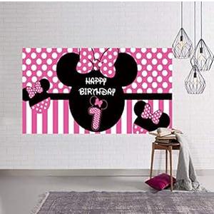 Minnie 1st Birthday Backdrop, Minnie 1st Birthday Banner Party Supplies, Minnie One Bday Decorations, First Bday Photography Background (6.6 x 3.3 ft)