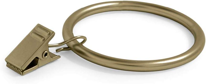 Ivilon Drapery Curtain Clips with Rings - Set of 14 Decorative Drapery Rings Curtain Clip Rings with Strong Clips 2" Diameter - Color Warm Gold