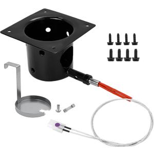 Enamel Fire Burn Pot and Hot Rod Ignitor Kit Replacement Parts for Pit Boss, Traeger, Camp Chef Pellet Grill Smokers, Igniter and Durable Enamel Fire Burner Pot with Ash Remover, Screws and Fuse