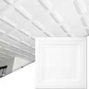 Art3d 24-Pack Square Drop Ceiling Tile 2ft x 2ft in White, PVC Ceiling Panel 24 x 24in. - Compatible with 15/16" Drop Ceil Grid System