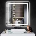 32"x30" LED Bathroom Mirror with Anti-Fog, Stepless Dimmable Lights, 3 Color Modes, Shatter-Proof Tempered Glass,Waterproof Design
