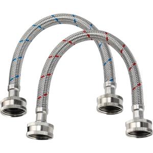 1FT Short Washing Machine Hoses2 Pack Red and Blue Washer HosesEasy & Secure Tightening Washer Supply Lines