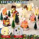 Kasyat 36 Pcs Christmas Village Houses Figurines Decoration Set 12 White Pink Lighted LED Christmas Village Houses with 24 Mini Xmas Trees 6 Color for Xmas Town Colorful Scene Desk Decor