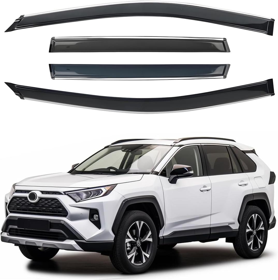 Shatterproof Out-Channel Window Deflectors for Toyota RAV4 2019-2025, Rain Guards Window Visors for Cars Vent Deflector Car Accessories (for RAV4 19-25 4-PCS Chrome)