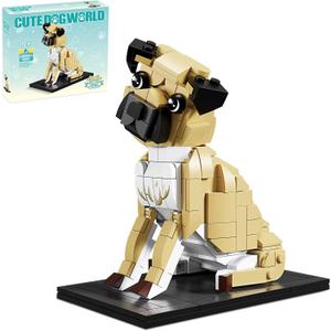 KAZI Adorable Dogs Building Toy Set,Dog Gifts for Animal-Lovers,Ideas Pug Dog Building Set for Girls & Boys,Creative Buildable Toys for Kids 8 and Up,Party Favors,Birthday Gifts,Easter Basket Stuffers, 5.4 in x 5 in x 3.15 in