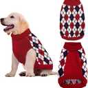 Dog Sweater Knitted Pet Clothes Classic Winter Outfit with Plaid Red Argyle Patterns Warm Dog Turtleneckr Sweatshir for Small Medium Puppies Dogs Cats Large