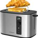 Extra Wide Slot 2-Slice Toaster with Digital Countdown Timer, Stainless Steel, 6 Browning Settings, Built-in Warming Rack, Cancel/Bagel/Defrost Functions