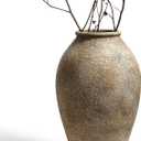 LE TAUCI Ceramic Flower Vase, 13.2 Inch Large Rustic Farmhouse Vase, Tall Floor Vase for Home Decor, Living Room Table & Mantel Centerpiece, Watertight & Sturdy, Sandstone Brown