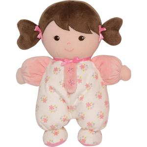 Baby Starters Plush Baby Doll with Rattle, Brunette Olivia, Pink, 9 inch, 1 Count
