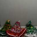 Halloscume 3 Pcs Christmas Tree Hats Santa Hat for Adults Glitter Tinsel Five-pointed Star Santa Hat Holiday Christmas Tree Costume for Xmas Hair Accessories Decoration Funny Party Supplies