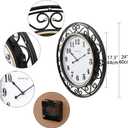 SwallowLiving 24 Inch Vintage Iron Metal Frame Wall Clock Silent, Battery Operated, Elegant Retro Decor for Living Room, Kitchen, Office, Dining Room, and Bedroom