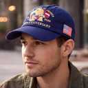 Unittype 250th Anniversary Hat Adjustable United States Patriotic Hat USA Retro Embroidered American Baseball Cap (Blue)