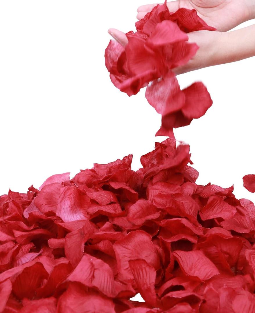 Simplicity Separated 1000 Pieces Dark Red Rose Petals Bulk Red Rose Wedding Rose Pedal Red Petals Artificial Flower Petals for Valentine Day,Romantic Night