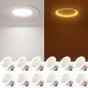 Amico 12 Pack 6 inch 5CCT LED Recessed Lighting with Night Light, 12.5W=100W, 1000LM Can Lights with Baffle Trim, Dimmable, Retrofit Downlight, 2700K/3000K/3500K/4000K/5000K Selectable - ETL & FCC
