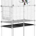 Standing Large Bird Cage, Parakeet Cage with Detachable Stand & Wheels, Wide Flight Birdcage for Parrot Cockatiel Conure Budgie Canary Finch Lovebird (XL - 27.56"  13.78"  47.24")