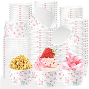 120Pcs Unicorn Ice Cream Cups 12 oz Disposable Snack Bowls for Kids Colorful Rainbow Pastel Unicorns Large Cute Unicorns Paper Cups for Kids Birthday Baby Shower Picnic Holiday Party Supplies