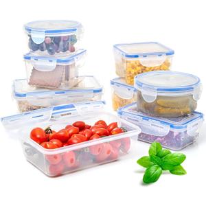 16 Piece Plastic Food Storage Containers with Lids, Safe Lunch Box Set For Dishwasher and Microwave, Leak Proof Storage Containers For Food- BPA Free