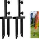 Pelopy 2 Pack Flag Spike Ground Stake 13.78'' Heavy Duty Ground Spike Flag Pole Holder Metal Stakes with Adjustable Knob Feather Flags Base Fits Poles with 1" Inner Diameter for Outdoor Lawn Garden