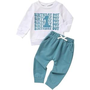 ZOELNIC 1st Birthday Clothes Outfit Boy Baby One Year Old Birthday Outfit Long Sleeve Shirt Pants Fall Winter Outfit Clothes, size 9-12 M
