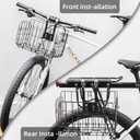 ROCKBROS Folding Bike Basket Sturdy Front Bicycle Basket Easy to Install for Scooter Mountain Bike and Beach Cruiser