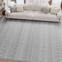 Area Rug for Living Room Neutral Rug 9x12 Machine Washable Rugs Thin Soft Carpet for Bedroom Dining Room Modern Moroccan Farmhouse Nursery Office Home House Large Grey