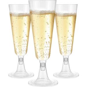 Hedume 100 Pack Champagne Flutes, 5oz Disposable Clear Plastic Champagne Glasses, Toasting Flute Set for Mimosas, Bloody Mary's, Wine Glasses, Sodas, Cocktail Cups, Parfaits, Sundaes etc