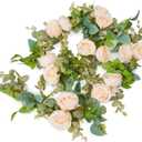 Flower Garland Artificial Rose Vine Flowers Hanging Fake Roses Vines for Wedding Birthday Party Valentines Christmas Room Wall Arch Decor, 2 Champagne Floral Garland, High Realistic
