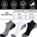 Monxiery 7 Pairs Mens Cotton Cushioned Ankle Socks, Athletic Performance Running Moisture Wicking Breathable Low Cut Socks (Black)