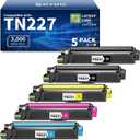 TN227 TN-227BK/C/M/Y High Yield Toner Cartridge Replacement Compatible for Brother TN 227 TN-223BK/C/M/Y Use with MFC-L3770CDW HL-L3270CDW MFC-L3710CDW HL-L3210CW HL-L3290CDW Printer(2BK/1C/1M/1Y )
