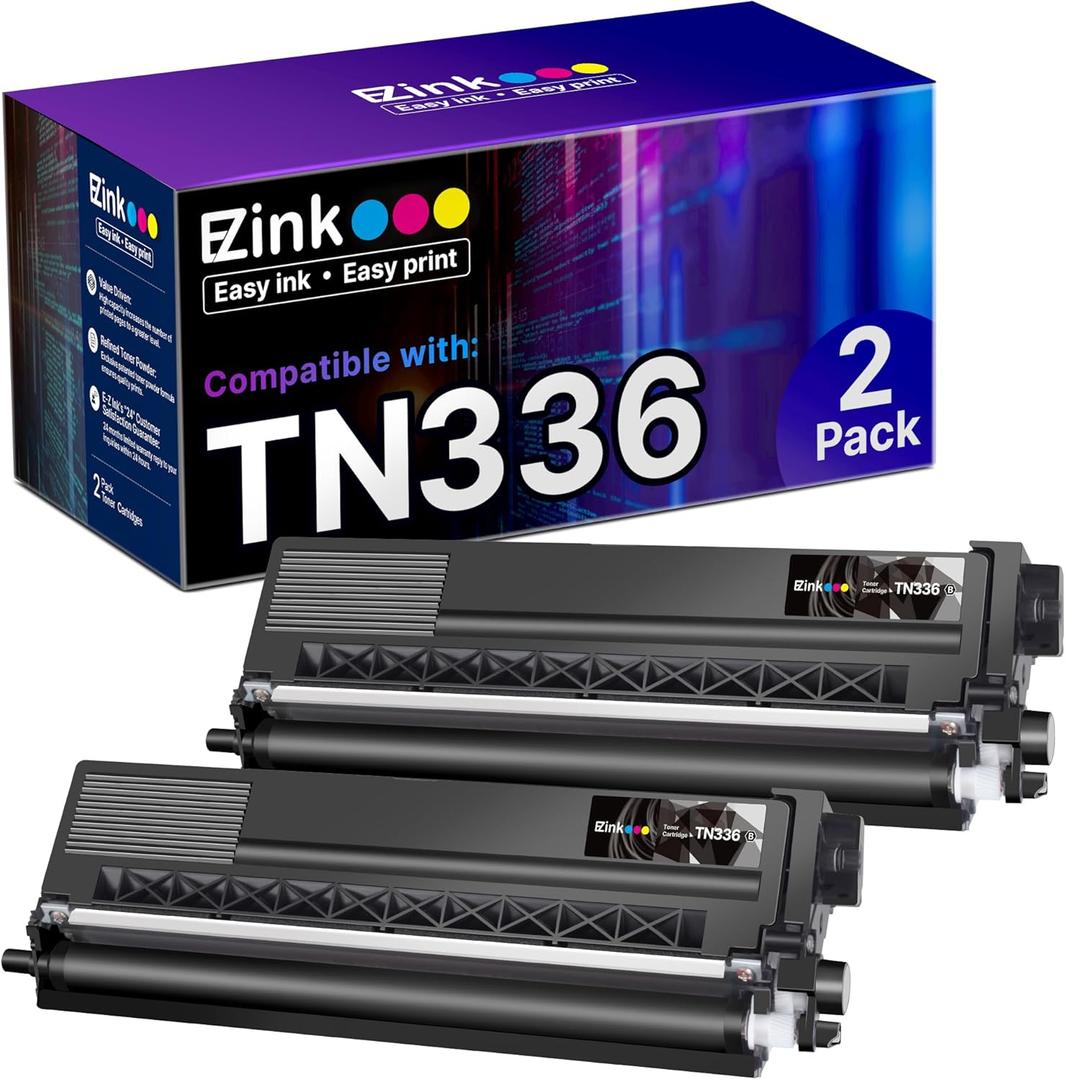 E-Z Ink Compatible Toner Cartridge Replacement for Brother TN336 TN331 TN-336 TN-331 Compatible with HL-L8350CDW MFC-L8850CDW MFC-L8600CDW MFC-9970CDW HL-4150CDN HL-L8250CDN (2 Black)