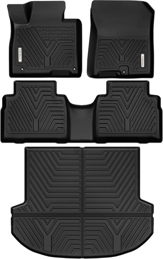YITAMOTOR Floor Mats Compatible for 2021-2023 Hyundai Santa Fe Includes 2 Rows and Cargo Liner Set,TPE All-Weather Floor Mat Set Liners, Black